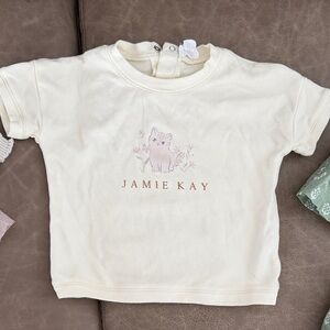 Jamie Kay Cream Tee with Pink Kitten Print